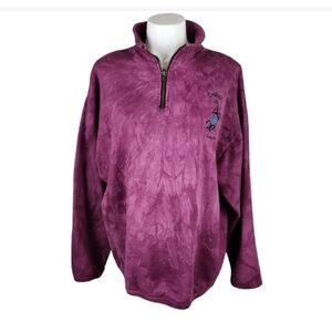 Vintage Dagoli 1/4 Zip Pullover Sweatshirt Indigenous Tie Dye Magenta Medium